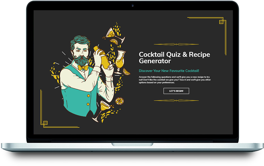 A screenshot of a Cocktail Quiz made with jQuery